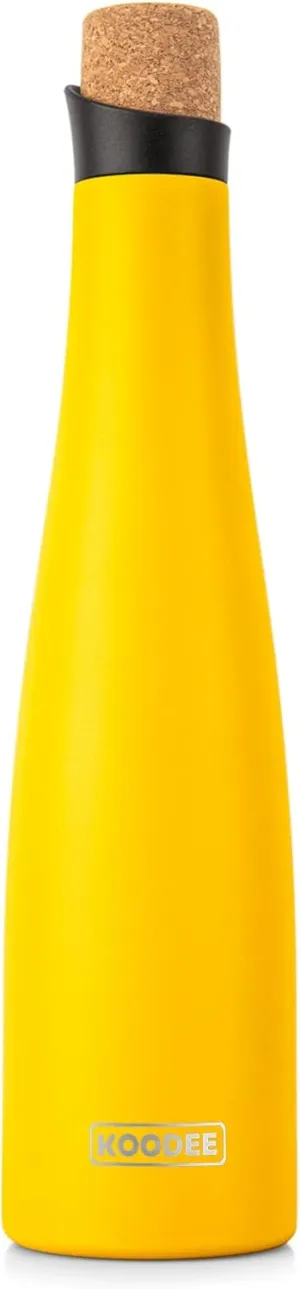 KOODEE Wine Bottle - 700ml Insulated Stainless Steel Wine Bottle with Double Wall Vacuum Sealed Lids,for Wine Lovers Keeps Wine Cold for 24 Hours and Hot for 12 Hours (Yellow,700ml)