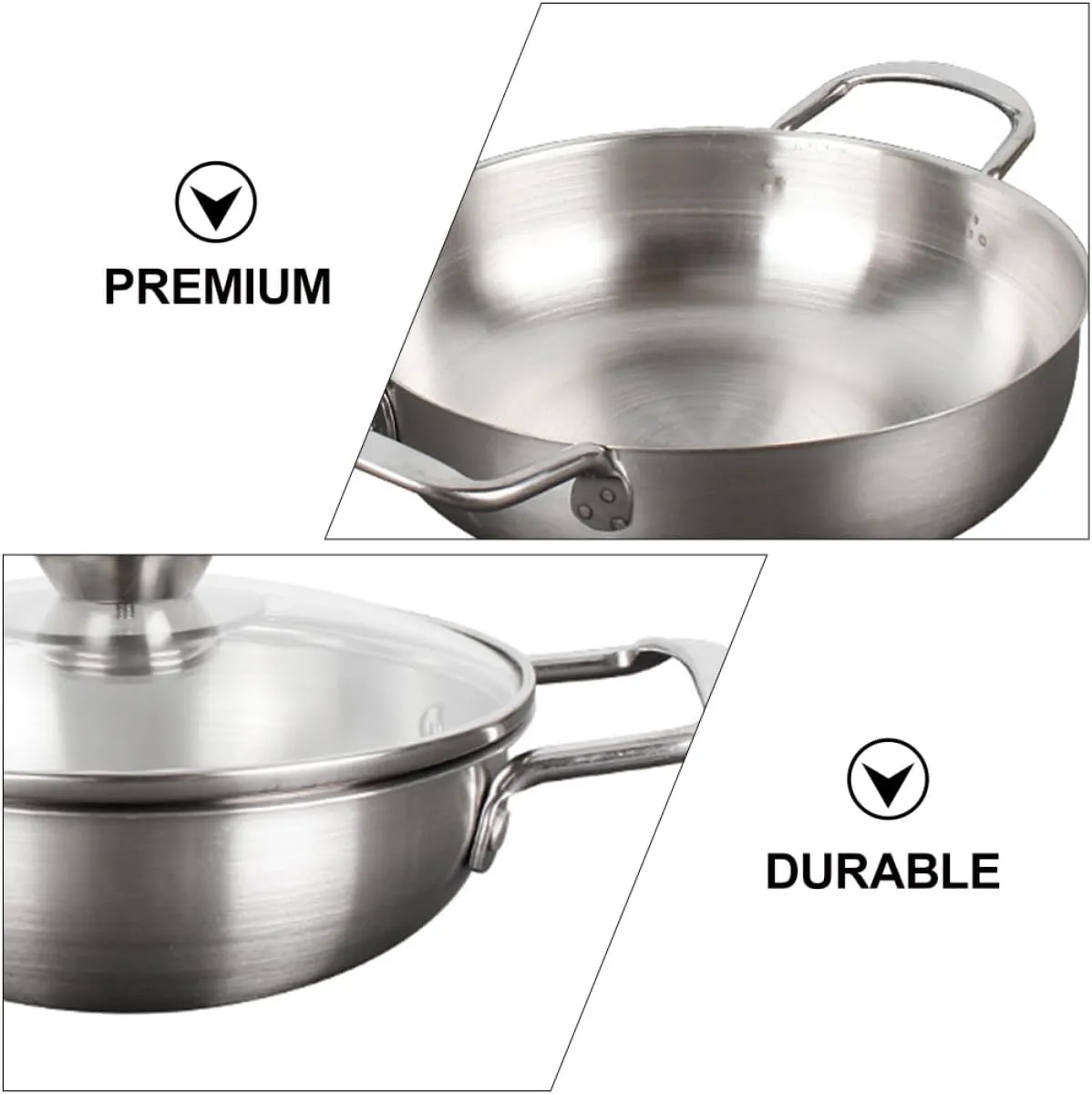Korean Stainless Steel Cooking Pot with Lid Noodle Pot for Ramen Double Handle Design for Camping Parties and Outdoor Activities