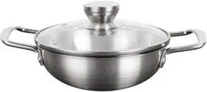 Korean Stainless Steel Cooking Pot with Lid Noodle Pot for Ramen Double Handle Design for Camping Parties and Outdoor Activities