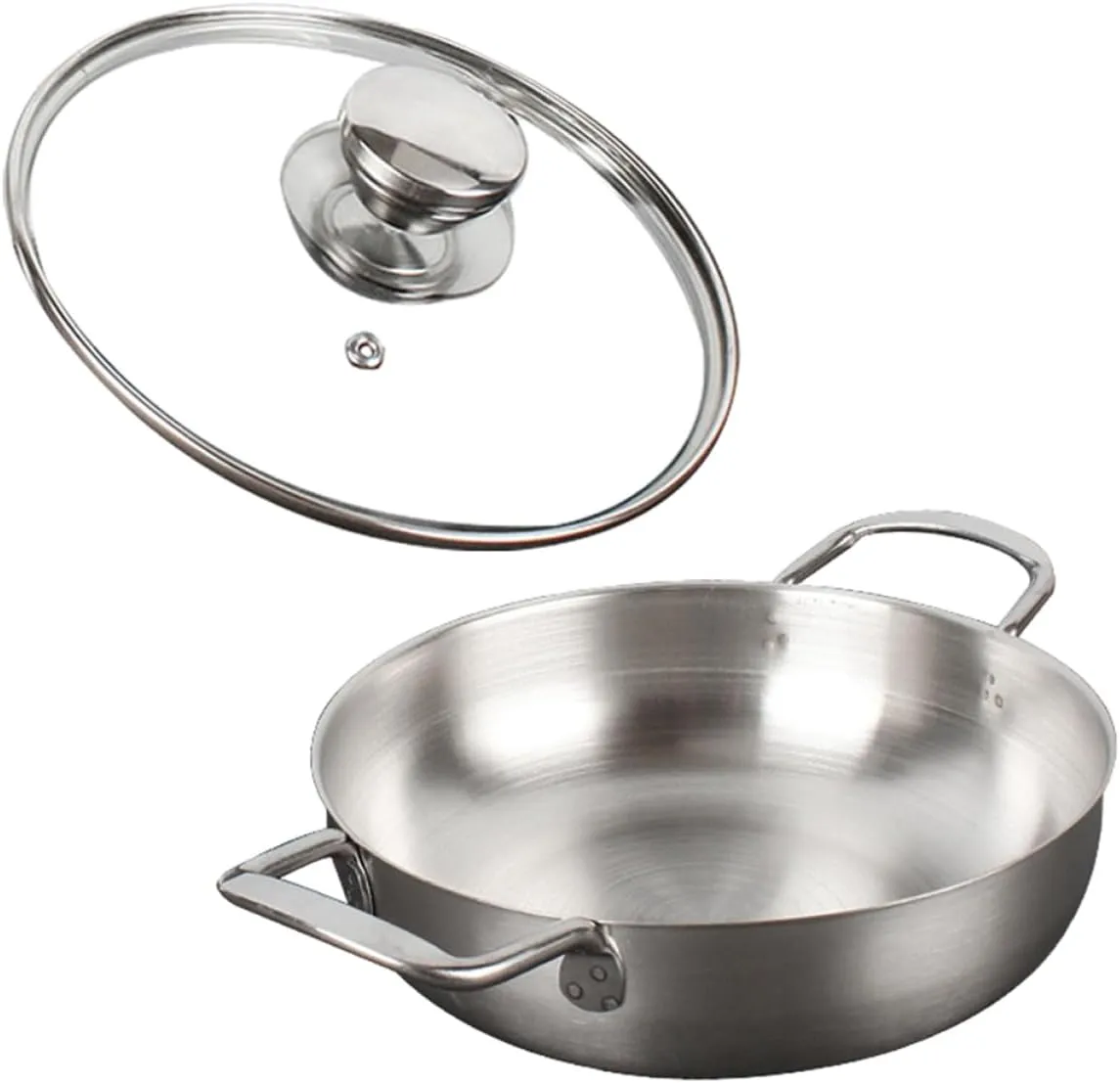 Korean Stainless Steel Cooking Pot with Lid Noodle Pot for Ramen Double Handle Design for Camping Parties and Outdoor Activities