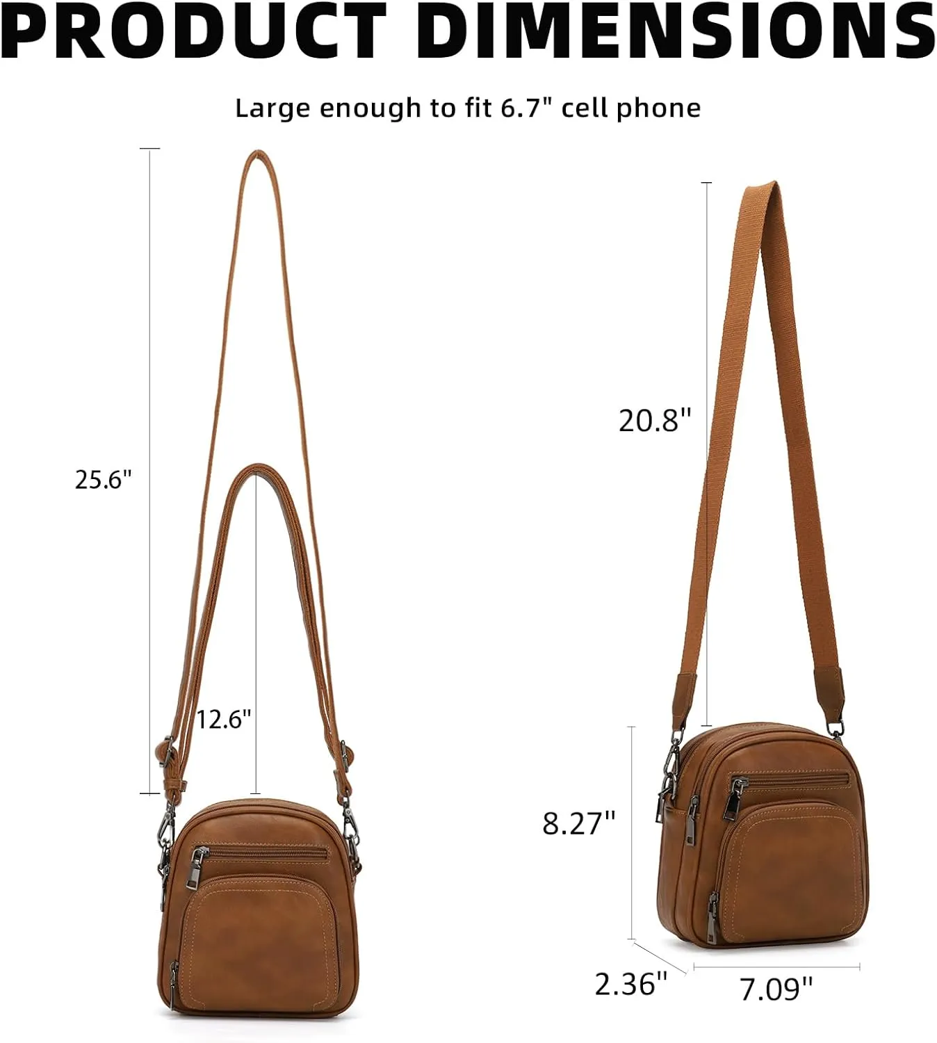KouLi Buir Multi Pockets Crossbody Bags for Women Small Shoulder Handbag Purse