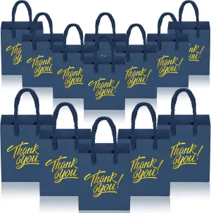 KPOSIYA Mini Gift Bags with Handles, 35pcs Small Gift Bags, 4 x 2.75 x 4.5 Blue Gold Party Favors