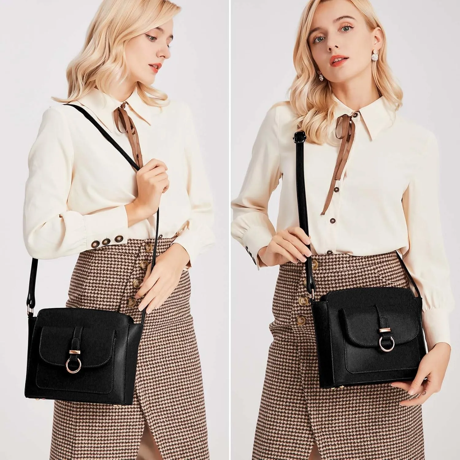 LA TERRE Lightweight Medium Crossbody Bags for Women, Small Crossbody Handbags Vegan Leather Shoulder Bag Purses