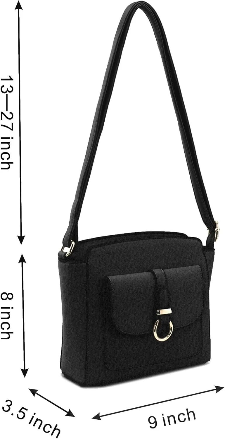 LA TERRE Lightweight Medium Crossbody Bags for Women, Small Crossbody Handbags Vegan Leather Shoulder Bag Purses