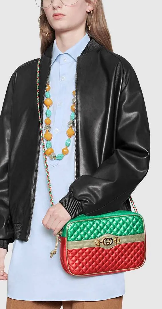 Laminated Leather Small Shoulder Bag
