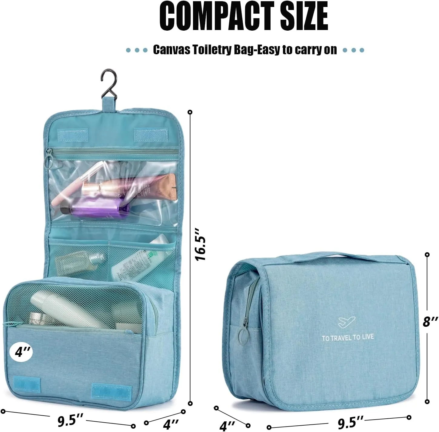 L&FY Hanging Travel Toiletry Bag Women's Cosmetic Organizer Makeup Pouch Men's Dopp Kits With Handle