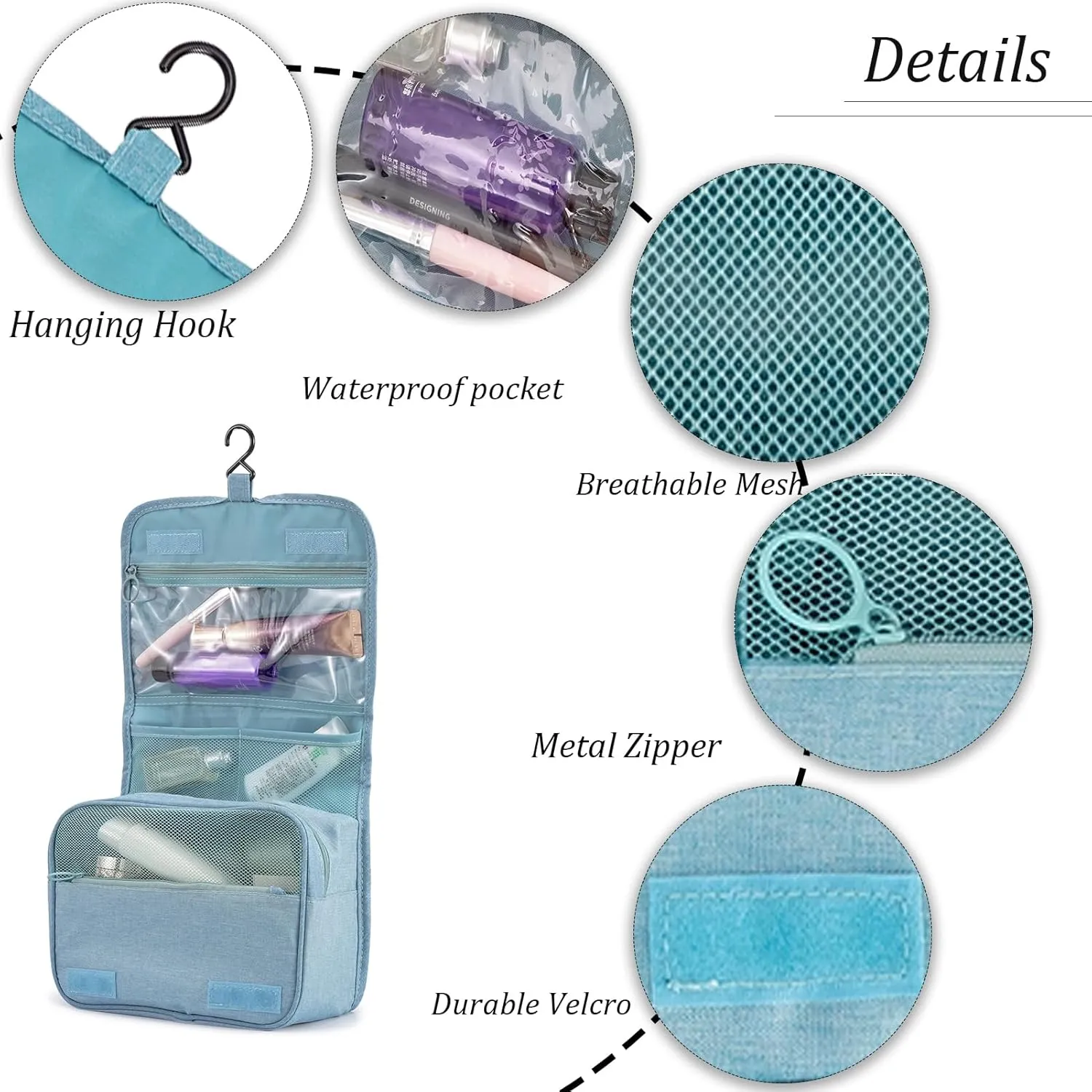 L&FY Hanging Travel Toiletry Bag Women's Cosmetic Organizer Makeup Pouch Men's Dopp Kits With Handle