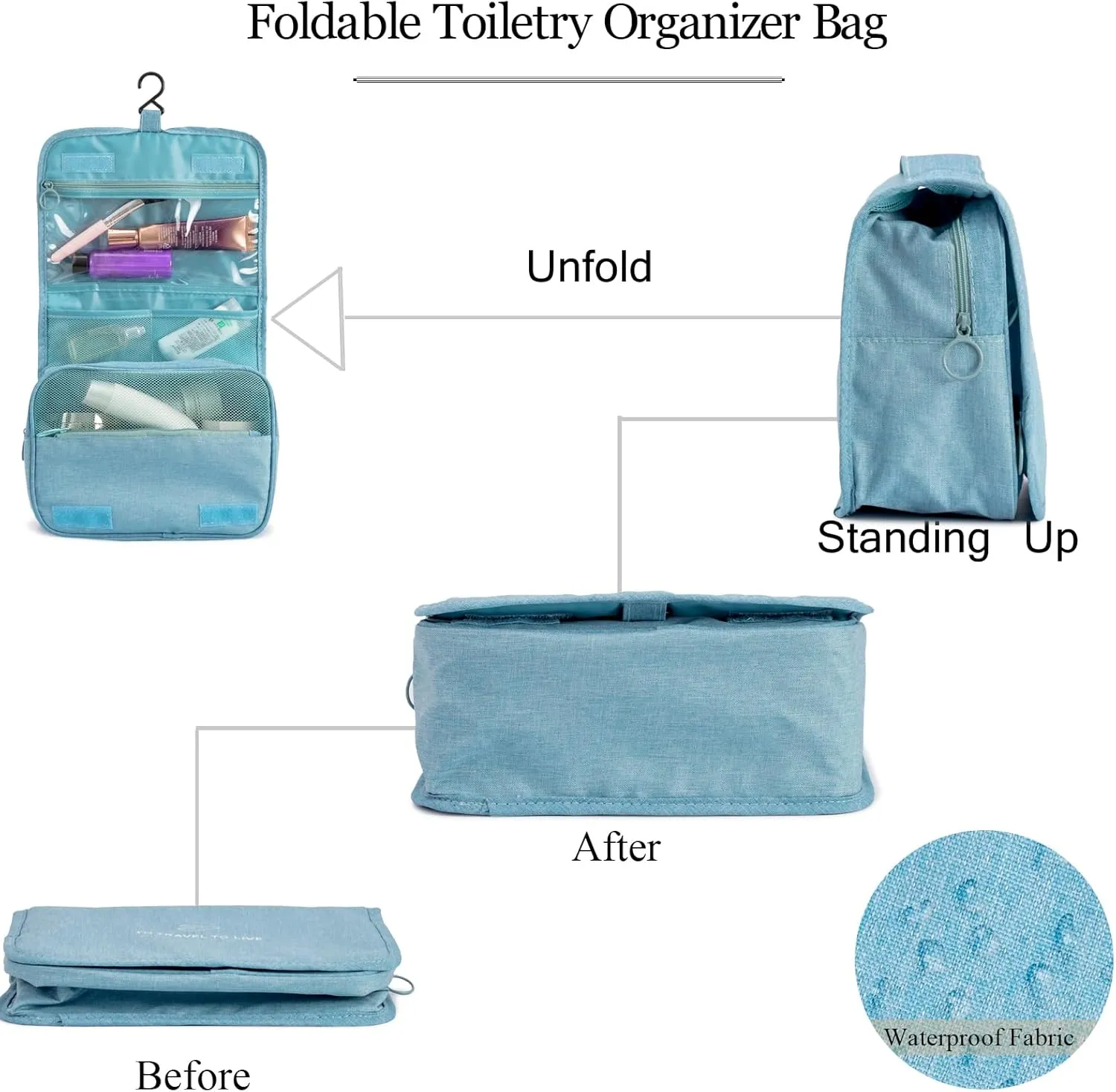 L&FY Hanging Travel Toiletry Bag Women's Cosmetic Organizer Makeup Pouch Men's Dopp Kits With Handle