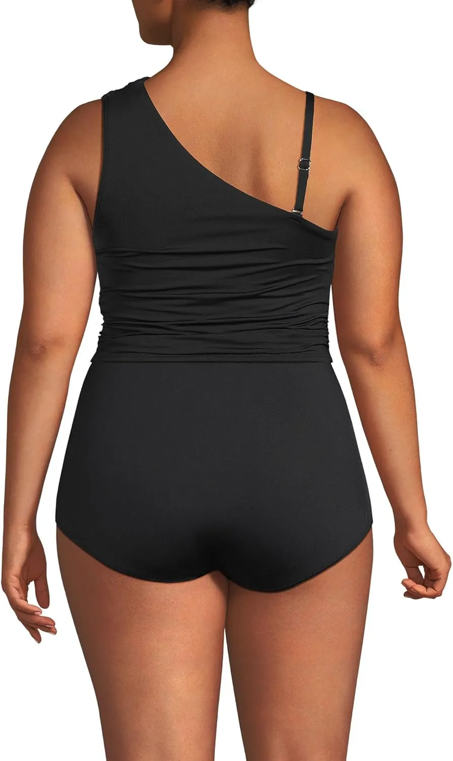 Lands' End Women's Ruched One Shoulder Midkini Swimsuit Top