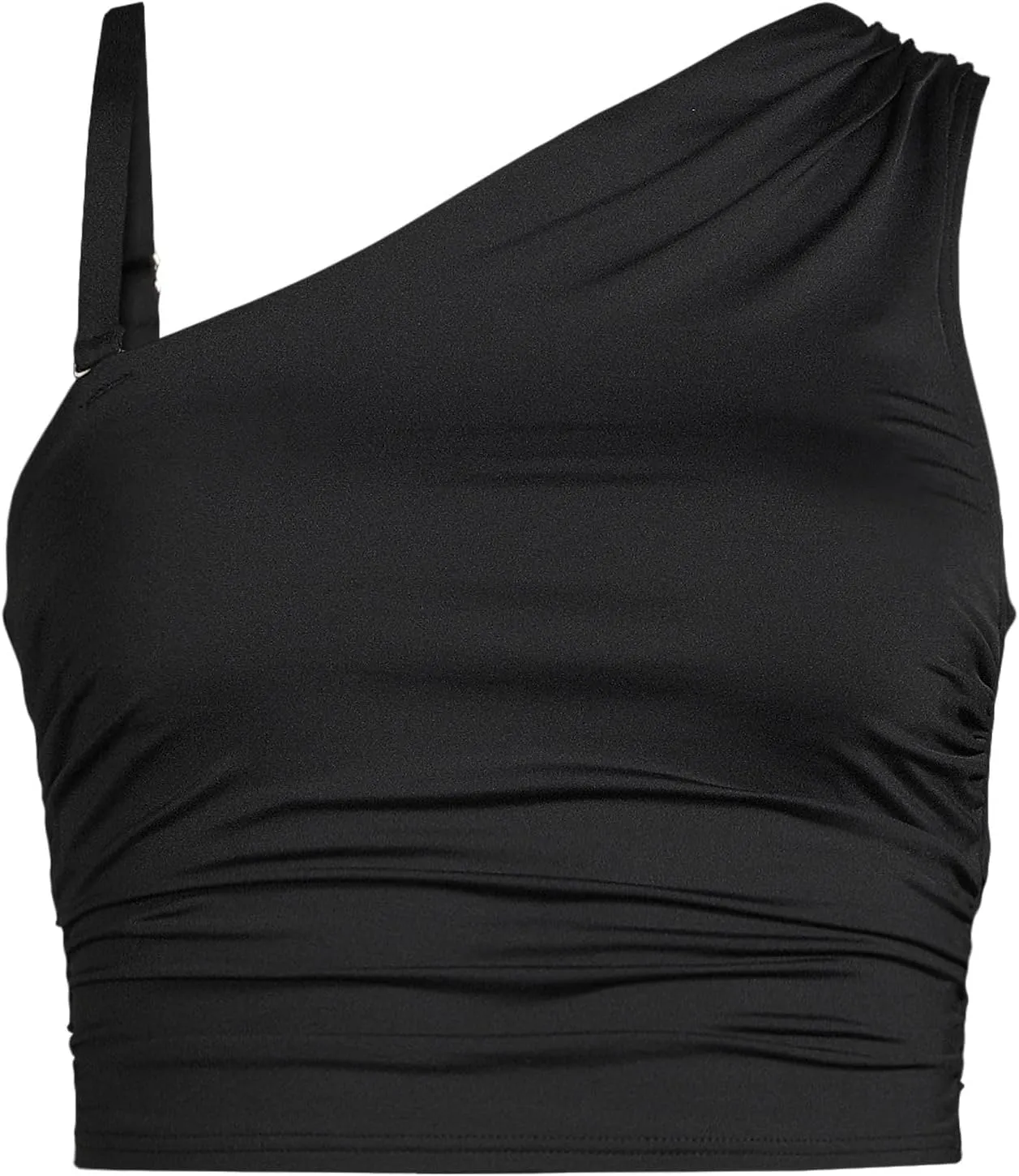 Lands' End Women's Ruched One Shoulder Midkini Swimsuit Top
