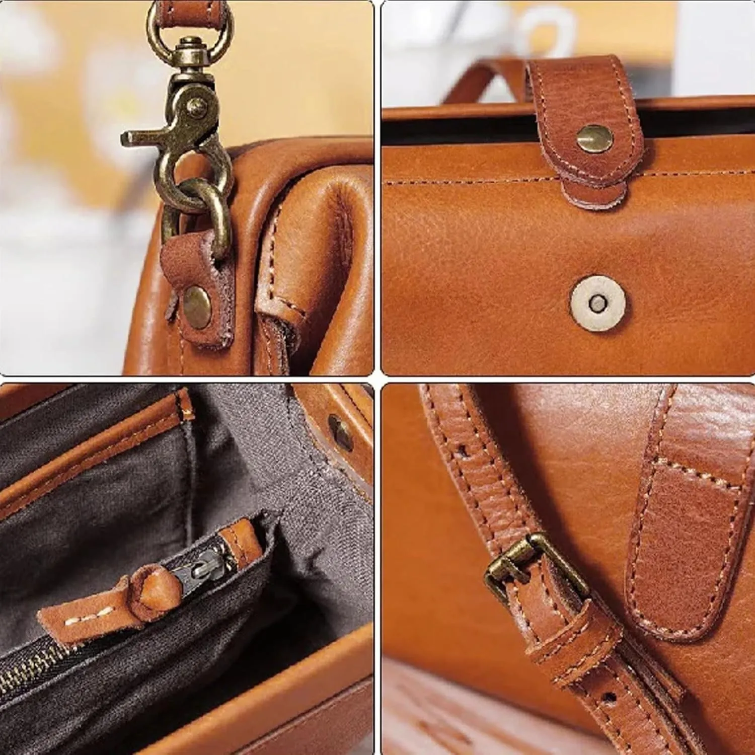 Langrents Handbag, Retro Handmade Leather Bag, Waterproof