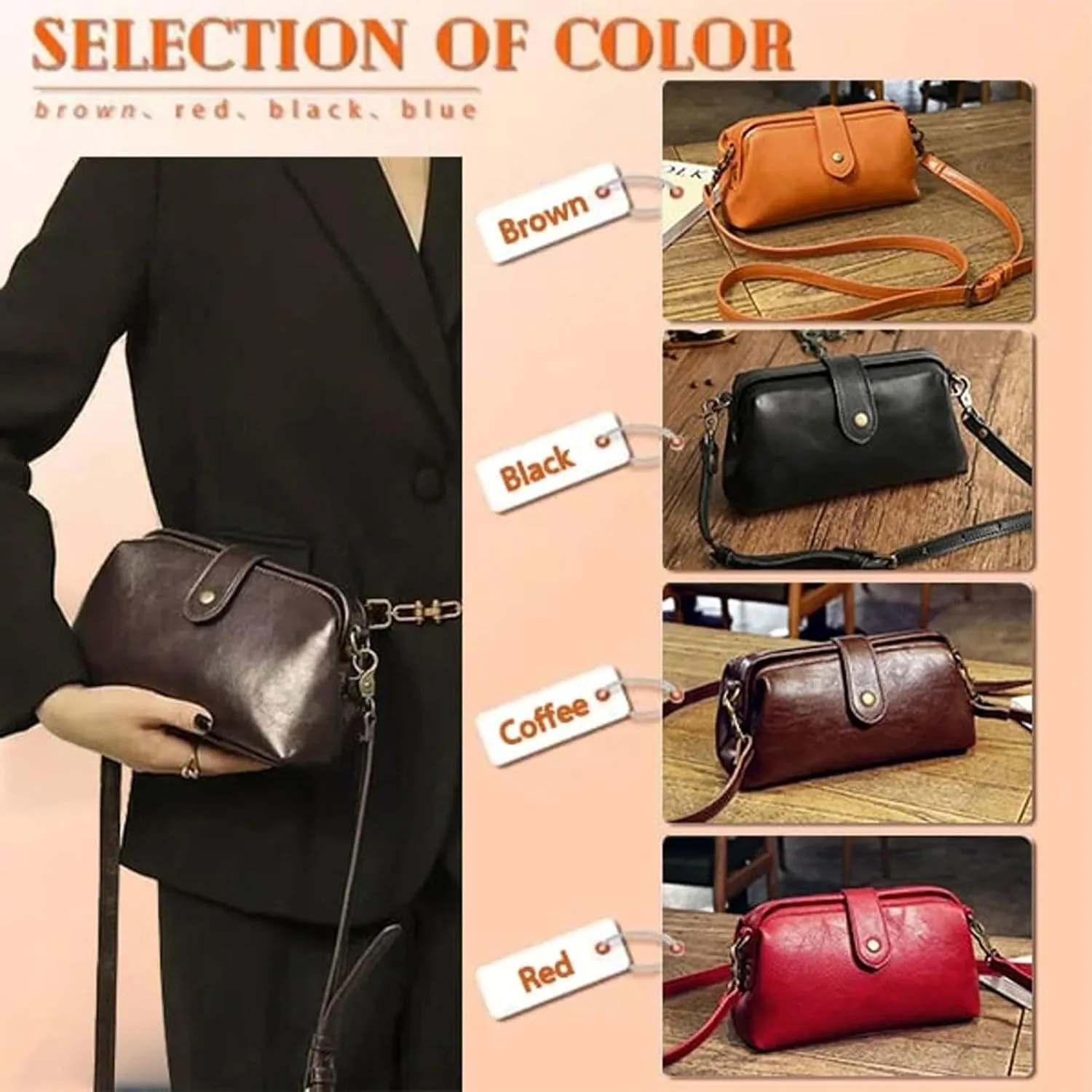 Langrents Handbag, Retro Handmade Leather Bag, Waterproof