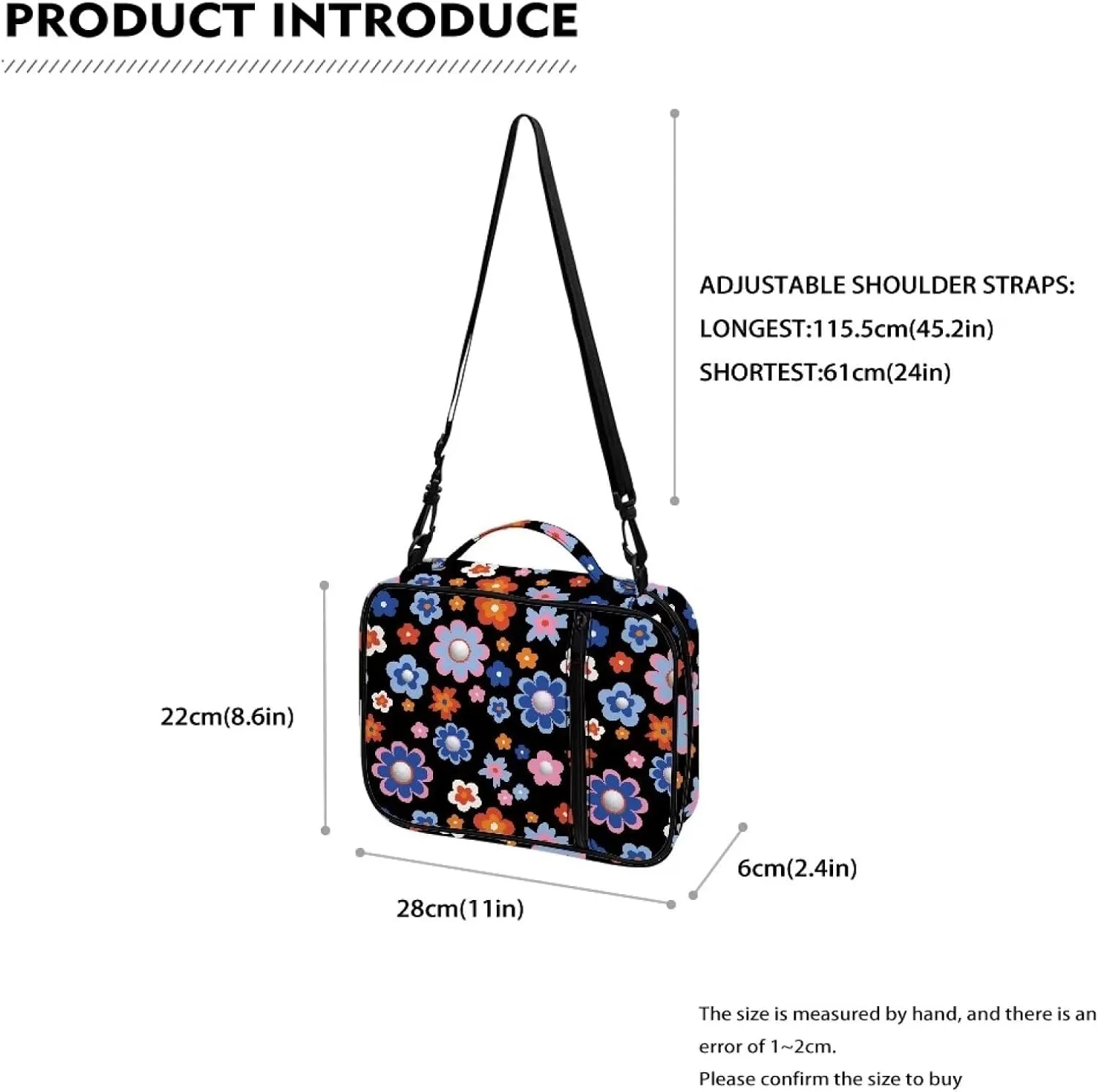 Large Bible Bag Bible Case for Women Bible Cover Case Bible Covers with Shoulder Strap Church Bag Hippie Flower Print
