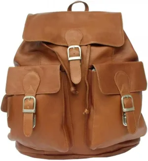 Large Buckle-Flap Backpack, Saddle, One Size