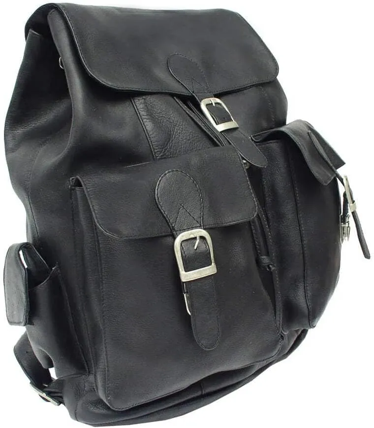 Large Buckle-Flap Backpack, Saddle, One Size