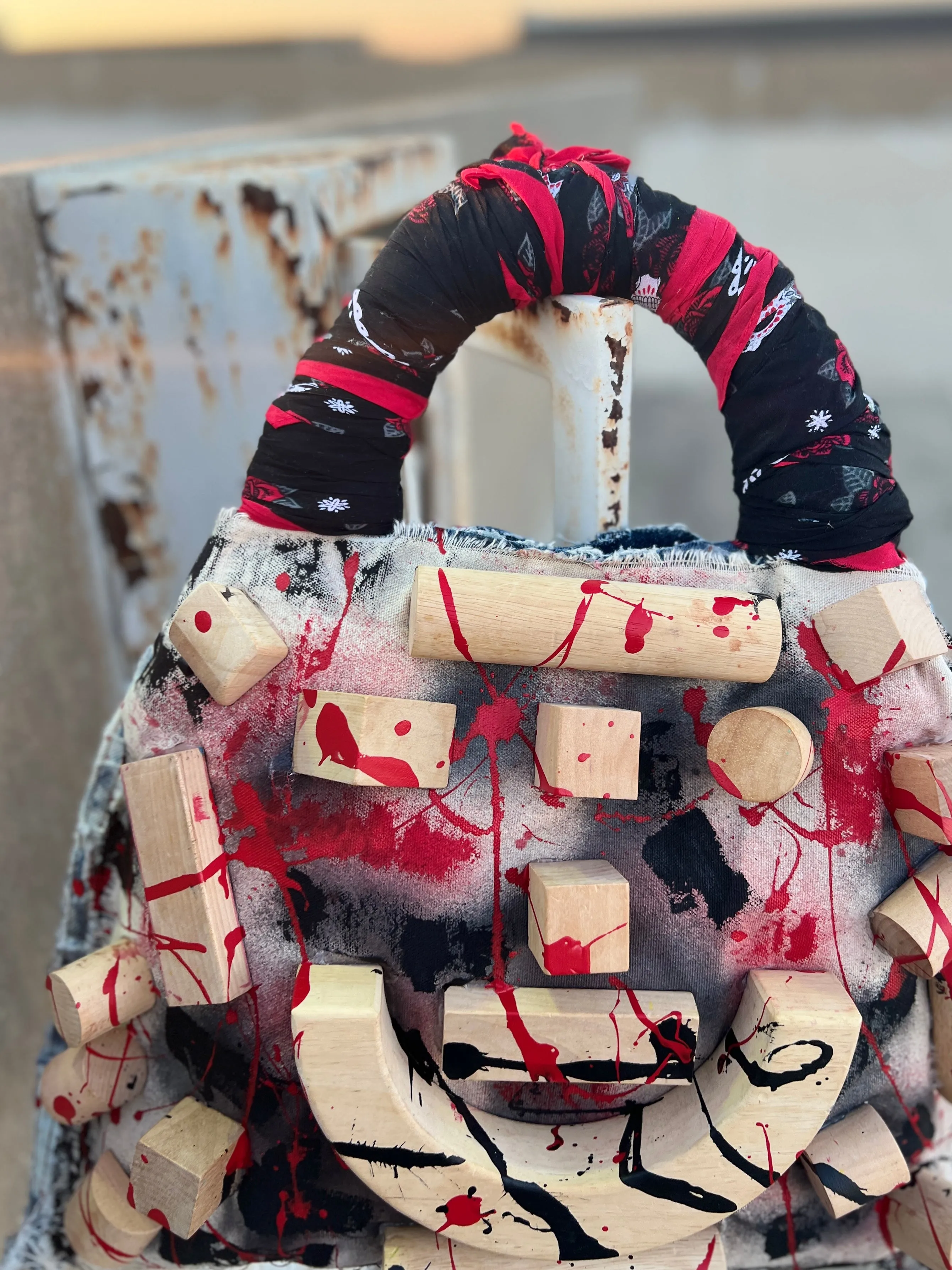 Large Graffiti Grunge Abstract Denim Tote Bag : Uniquely Different