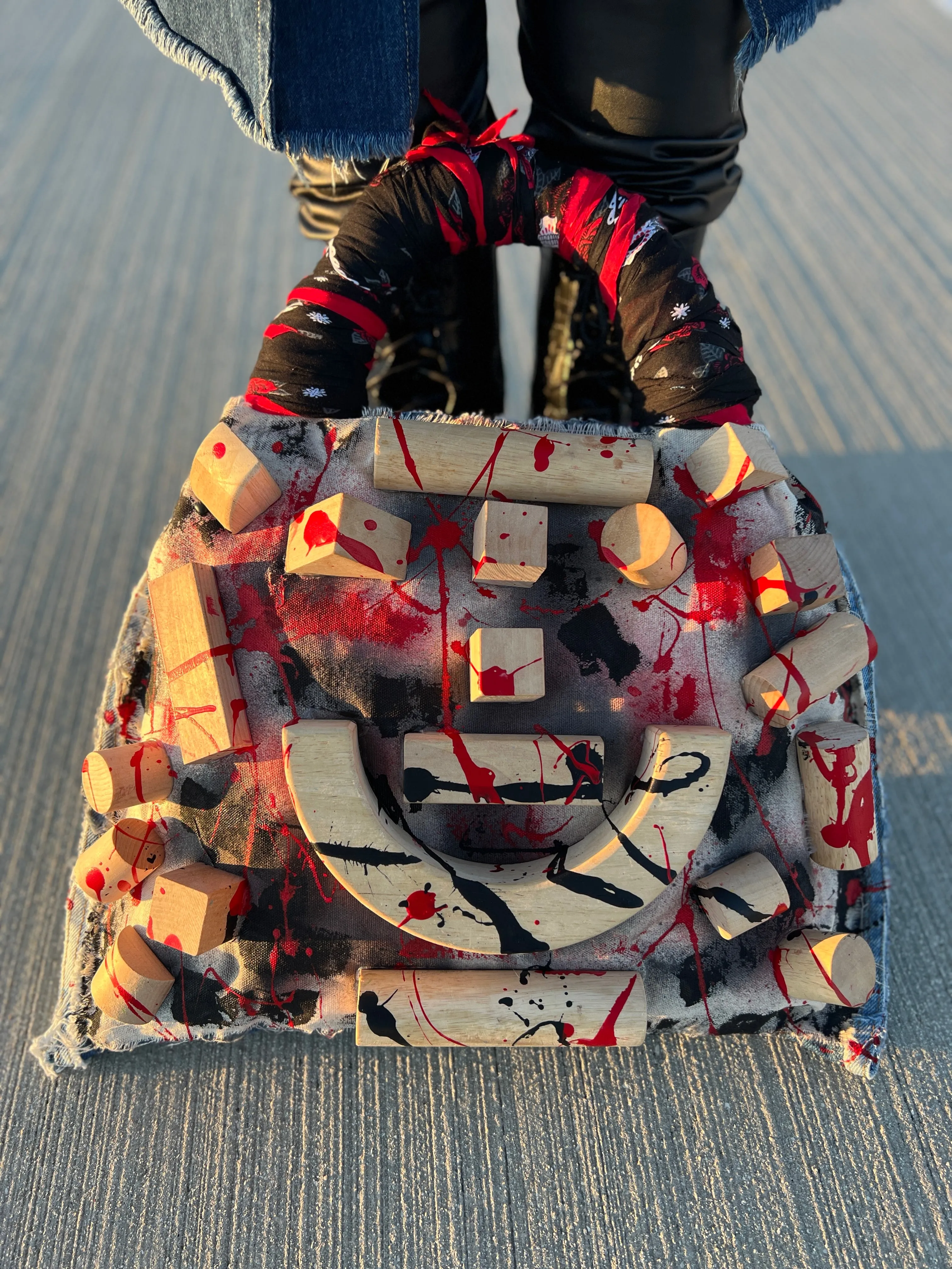 Large Graffiti Grunge Abstract Denim Tote Bag : Uniquely Different
