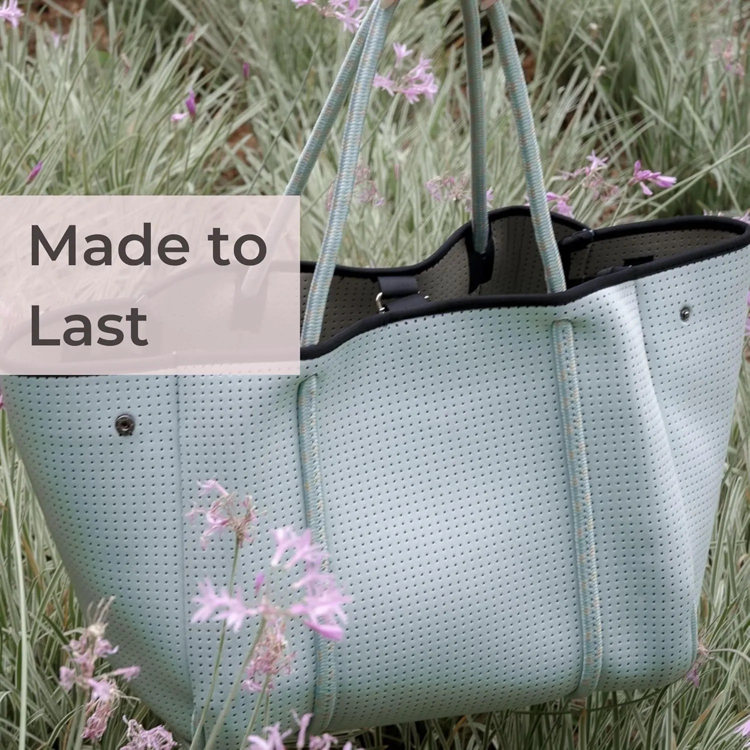 Large Neoprene Tote Bag for Women - Everyday Designer Handbag for Travel Work and Beach with Pockets and Zipper Pouch