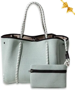 Large Neoprene Tote Bag for Women - Everyday Designer Handbag for Travel Work and Beach with Pockets and Zipper Pouch