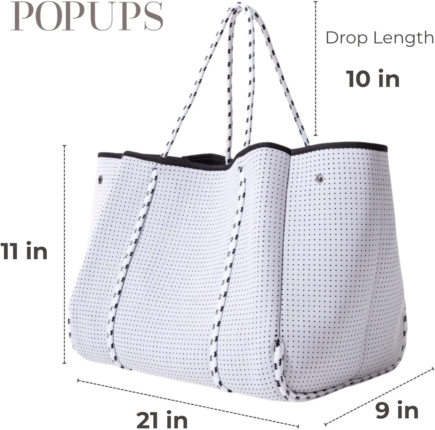 Large Neoprene Tote Bag for Women - Everyday Designer Handbag for Travel Work and Beach with Pockets and Zipper Pouch