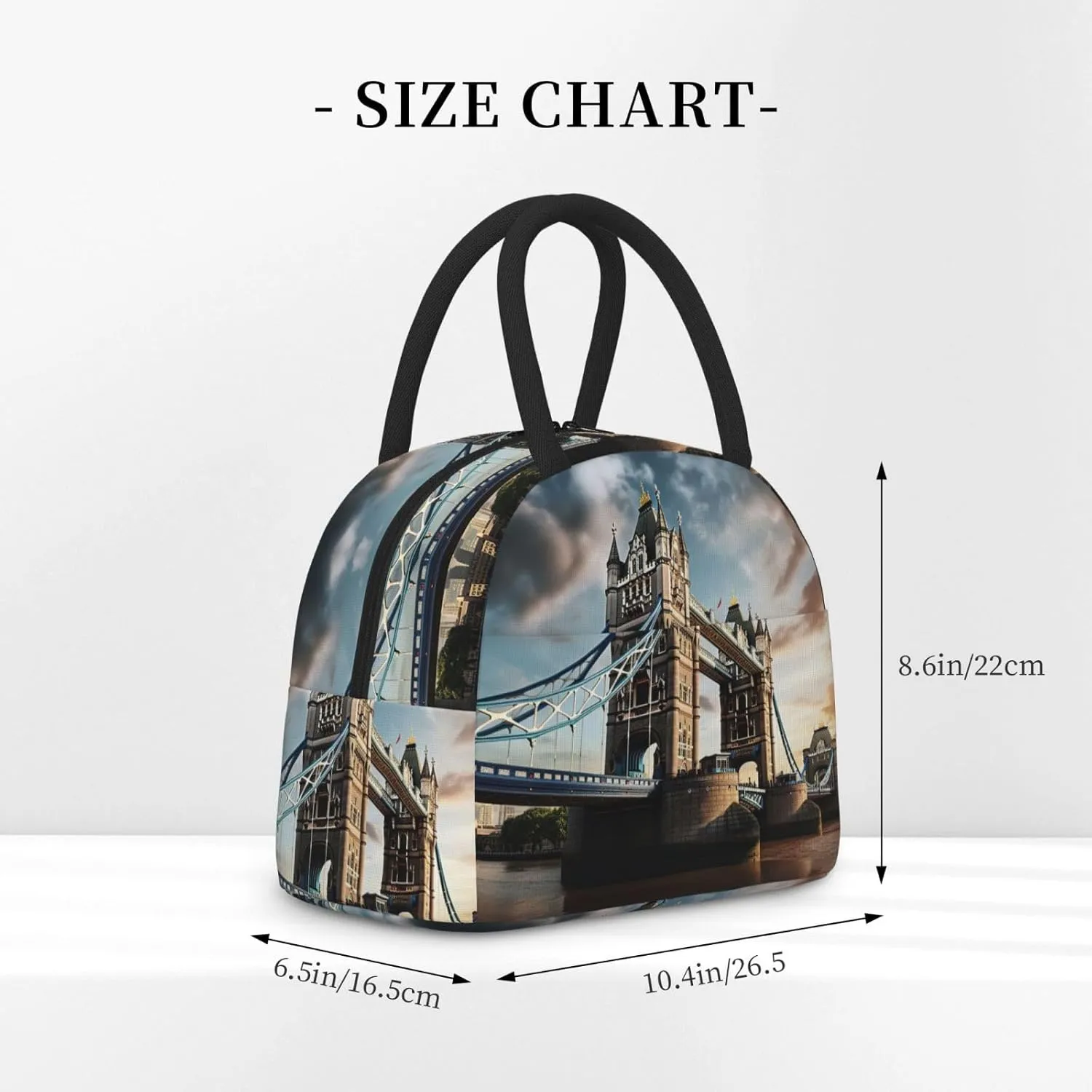 Large Reusable Insulated Lunch Bag Cooler Tote Box Meal Prep For Men & Women Work Picnic Or Travel,Historic Old Tower Bridge London Print