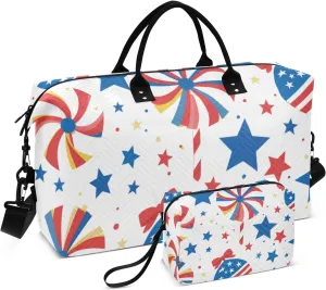 Large Travel Duffel Luggage Overnight Weekender Bags Sports Gym Bag with Adjustable Strap for Hiking 2 Pcs Set Toy Windmill 4th Of July Independence Day