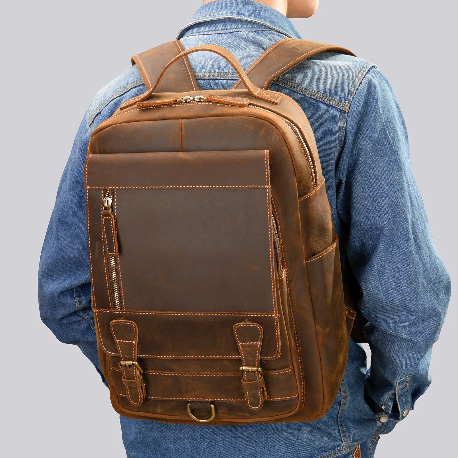 Layer Cowhide Business Commute Computer Large Backpacks