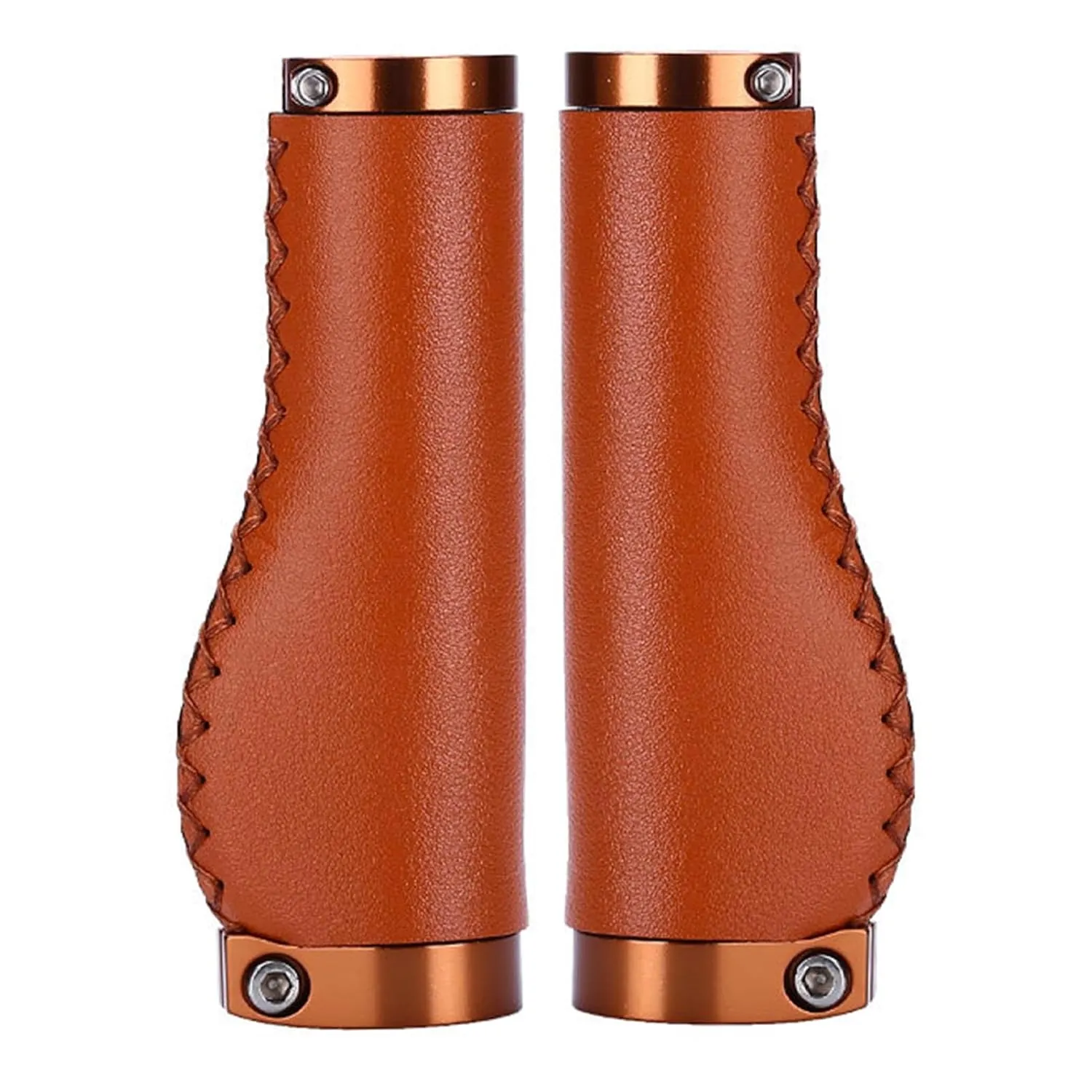 Leather Bike Handlebar Grips Shock Absorbing Lockable Retro PU Leather for Bicycles and Scooters