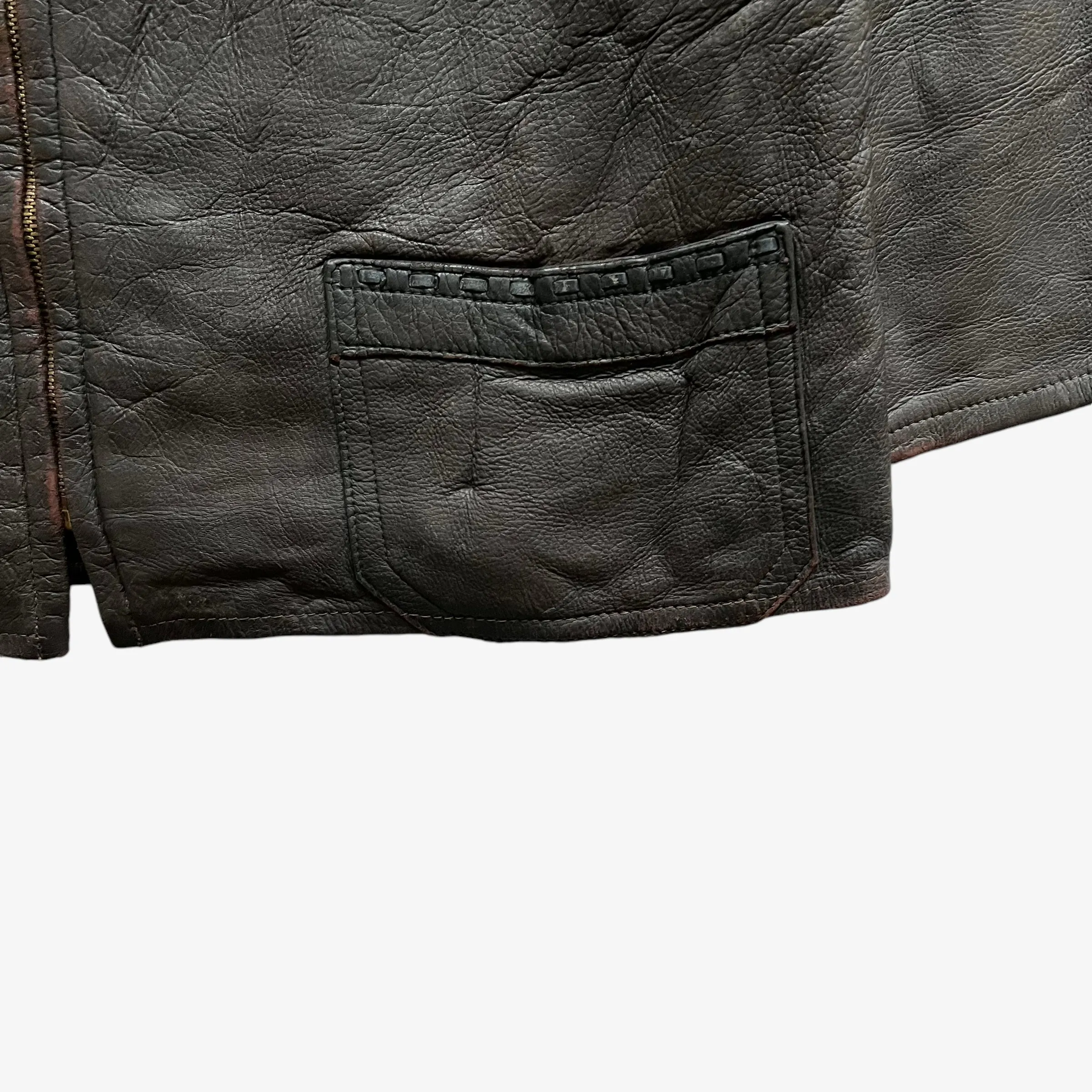 Leather Jacket With Woven Trim