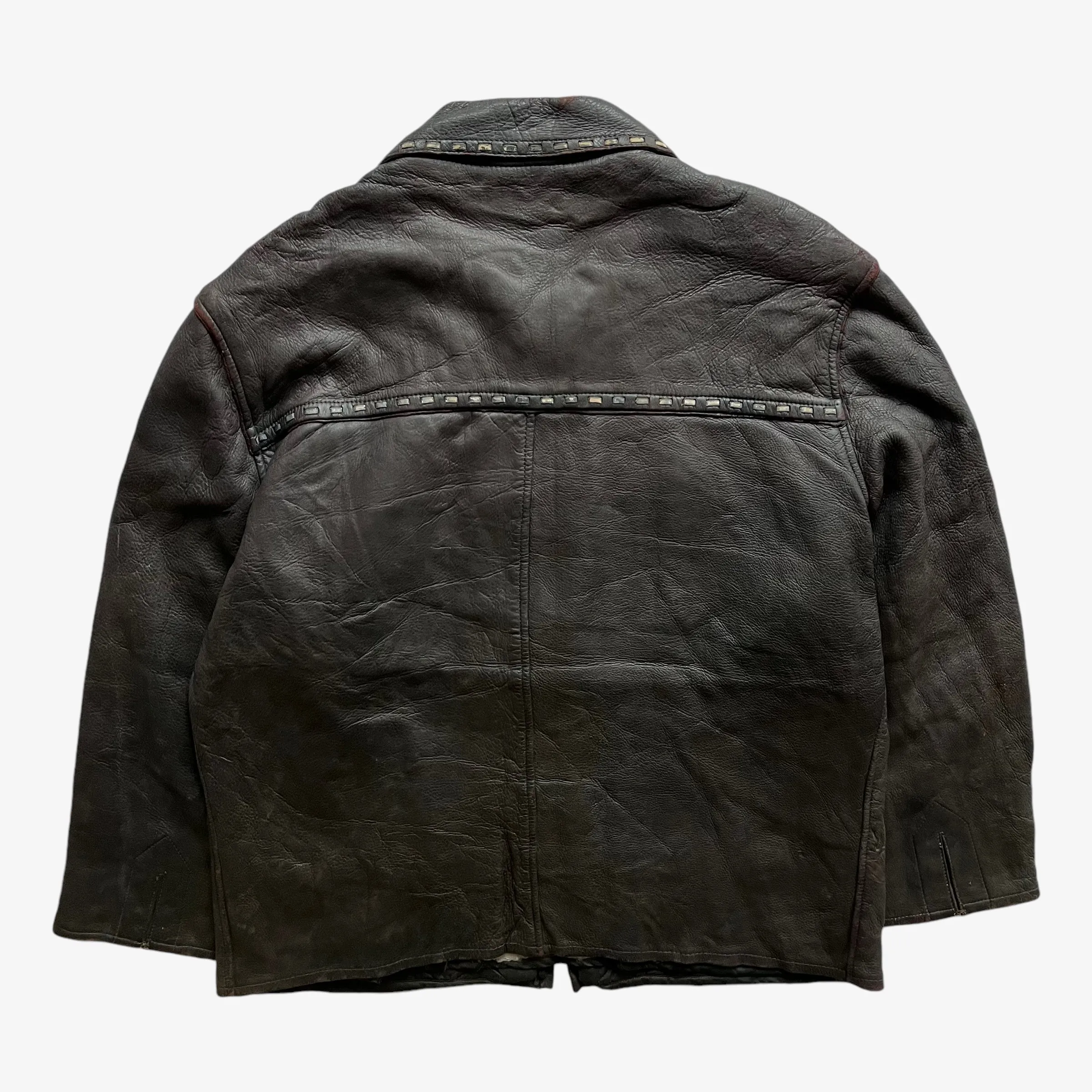 Leather Jacket With Woven Trim
