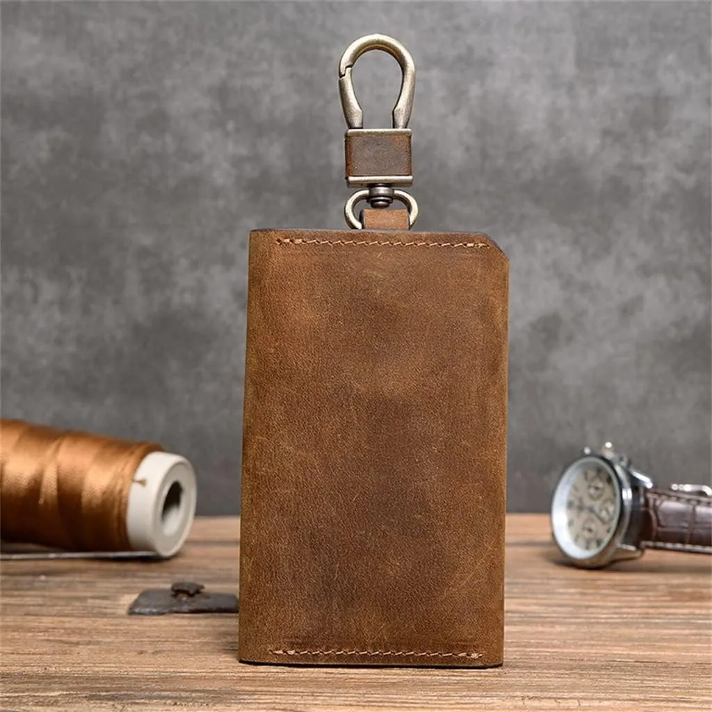 Leather Key Bag Square Convenient Hook Lock Coin Purse Men and Women Retro Lock Bag