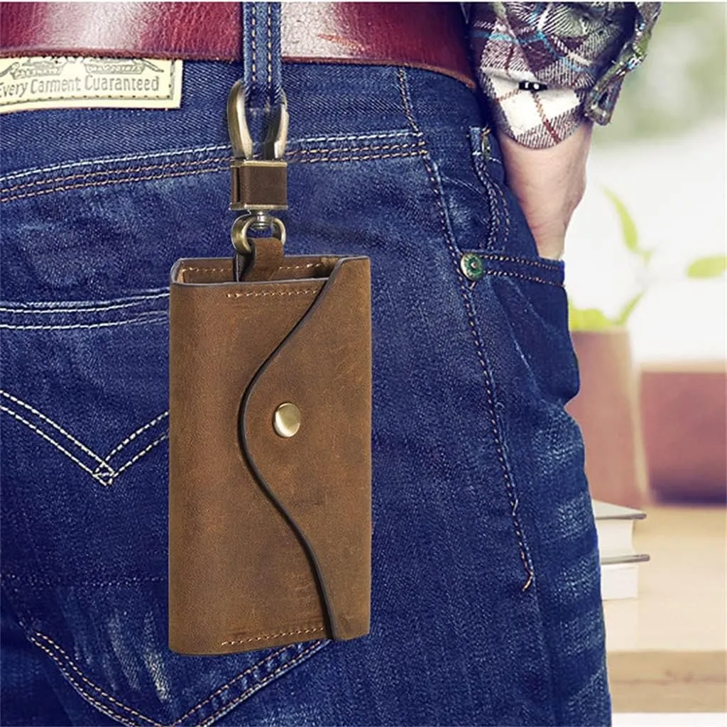 Leather Key Bag Square Convenient Hook Lock Coin Purse Men and Women Retro Lock Bag