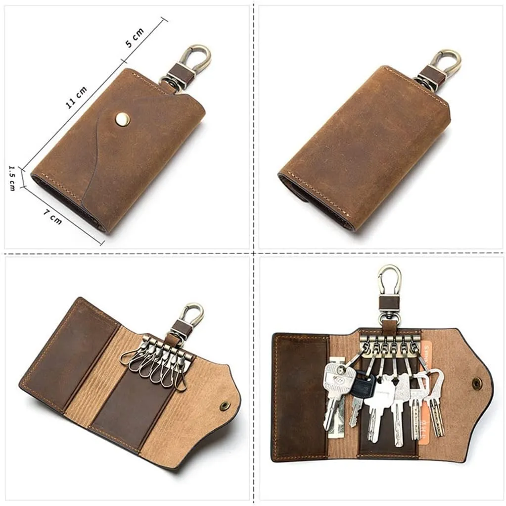 Leather Key Bag Square Convenient Hook Lock Coin Purse Men and Women Retro Lock Bag