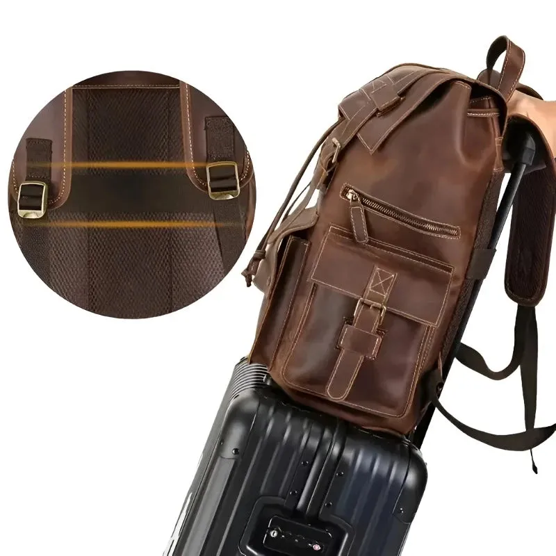 Leather Open Top Backpack