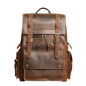 Leather Open Top Backpack