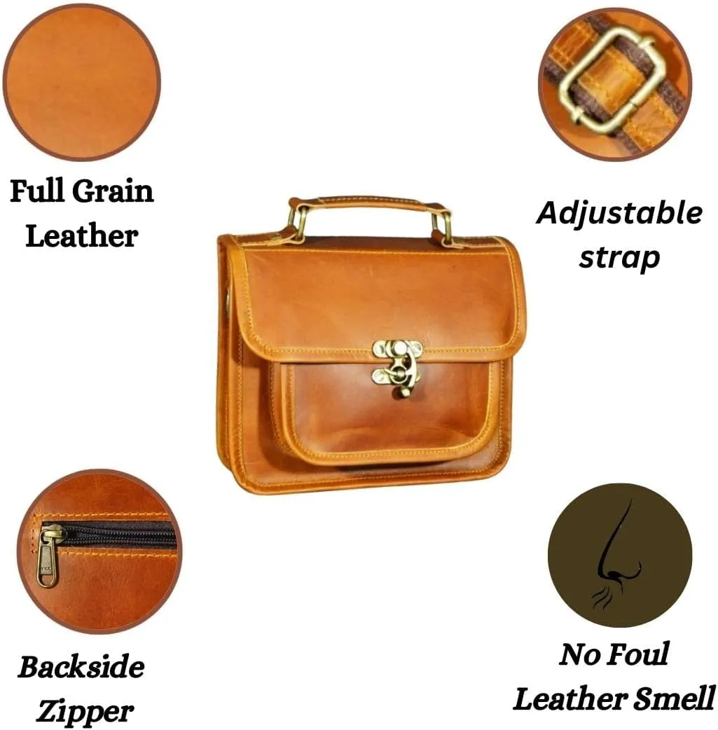 Leather Satchel Shoulder Bags for Women Vintage Crossbody Handmade Travel Everyday Small Purse
