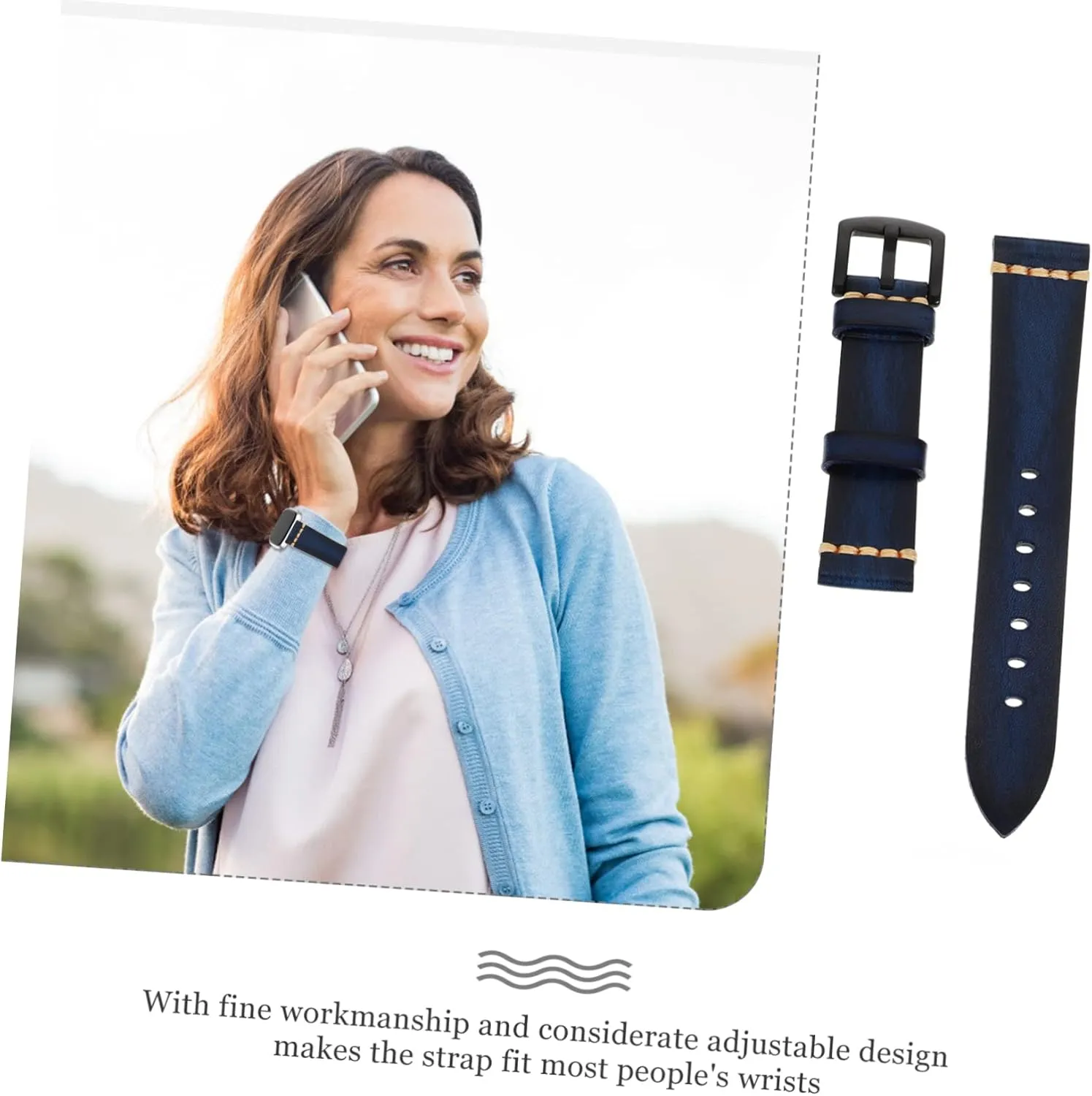 Leather Watch Strap For Men Watch Buckle Durable Band Quick Release Watchband Wristbands Men Watch Band