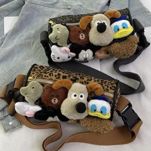 Leopard Print Female Pen Cute Cartoon Shoulder Bags