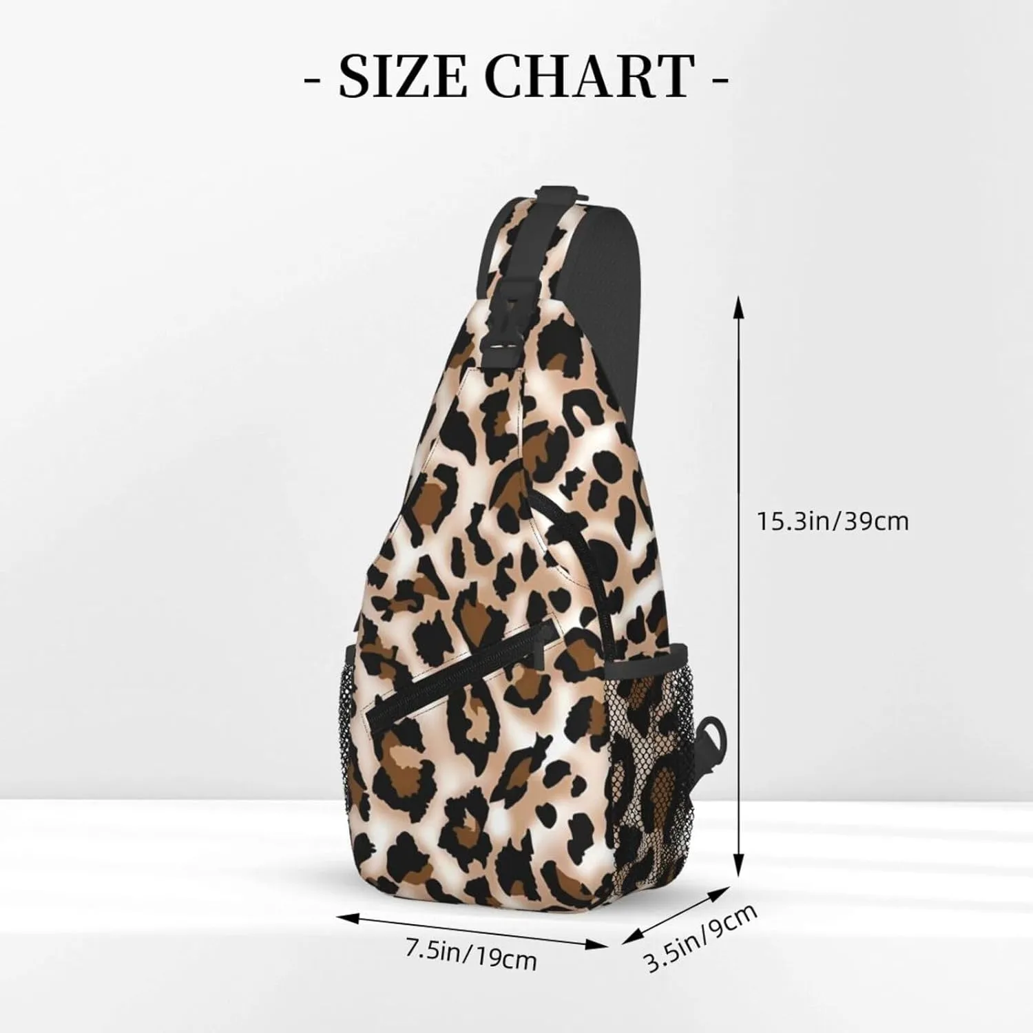 Leopard Print Print Men's Cross Chest Bag Diagonally, Cute Crossbody Shoulder Backpack, 7.5" L x 3.5" W x 15.3" H