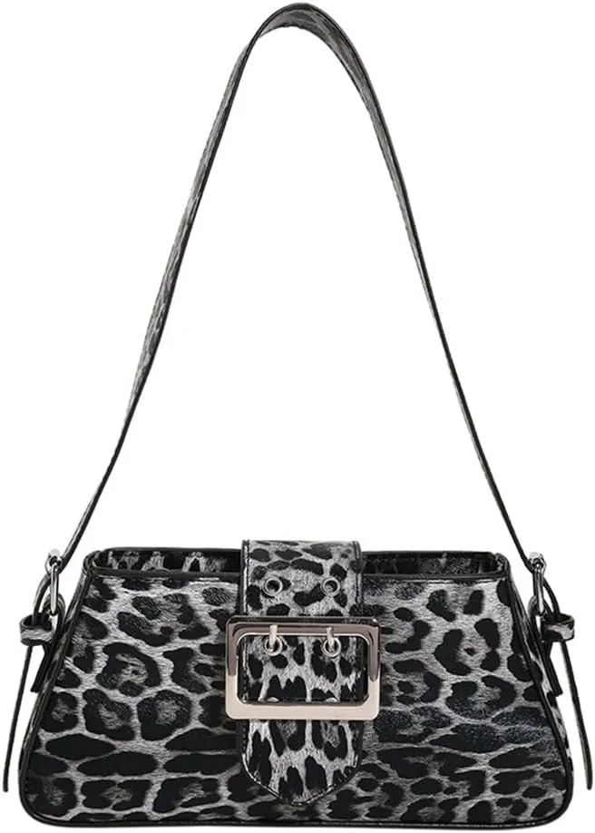Leopard Print Shoulder Bag Cheetah Print Hobo Handbag Women Leather Vintage Clutch Handbag Purse