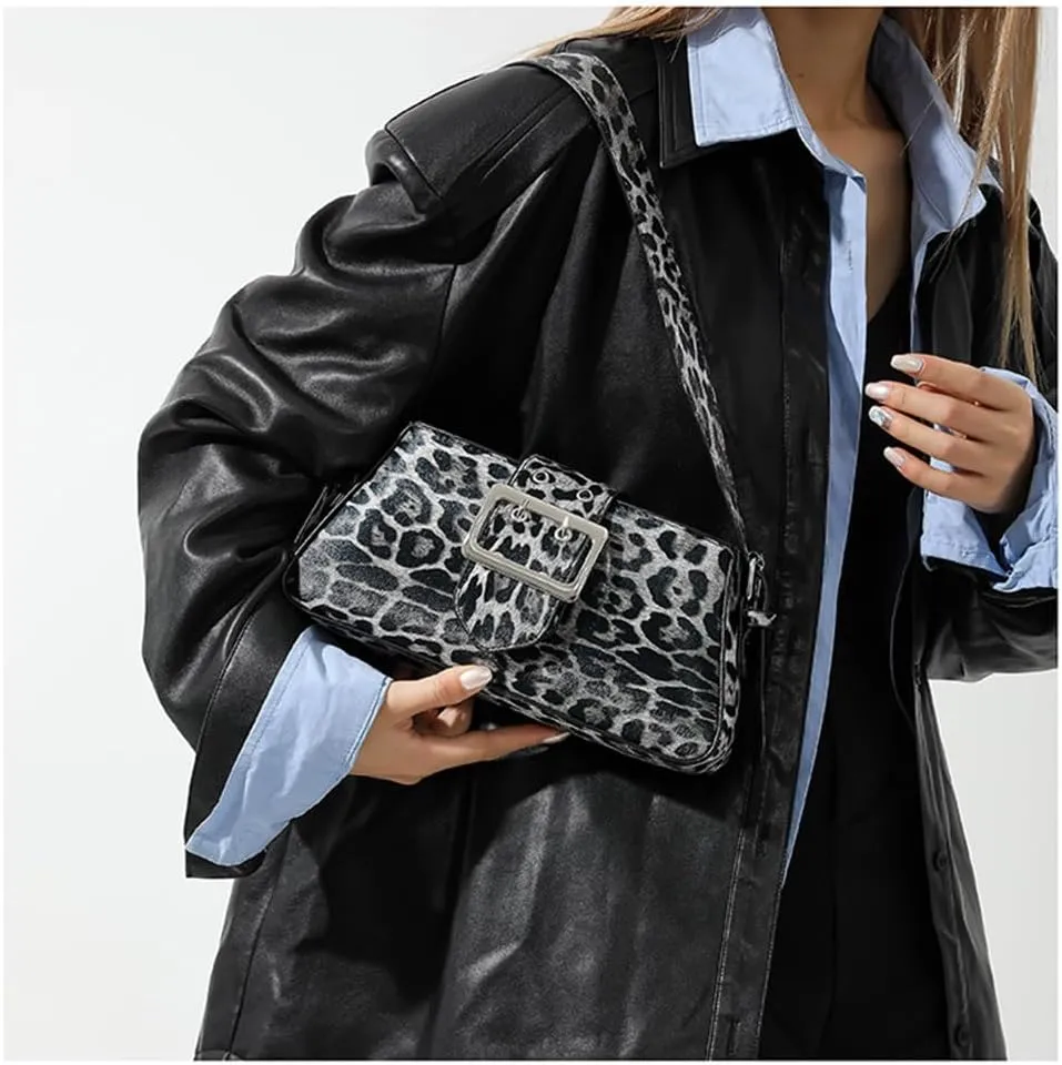 Leopard Print Shoulder Bag Cheetah Print Hobo Handbag Women Leather Vintage Clutch Handbag Purse