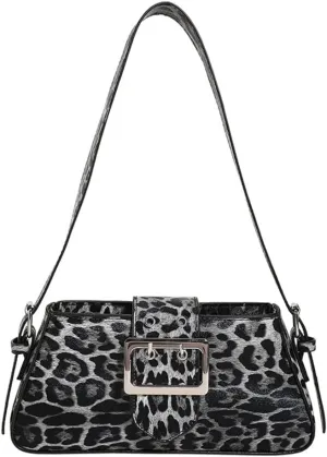 Leopard Print Shoulder Bag Cheetah Print Hobo Handbag Women Leather Vintage Clutch Handbag Purse
