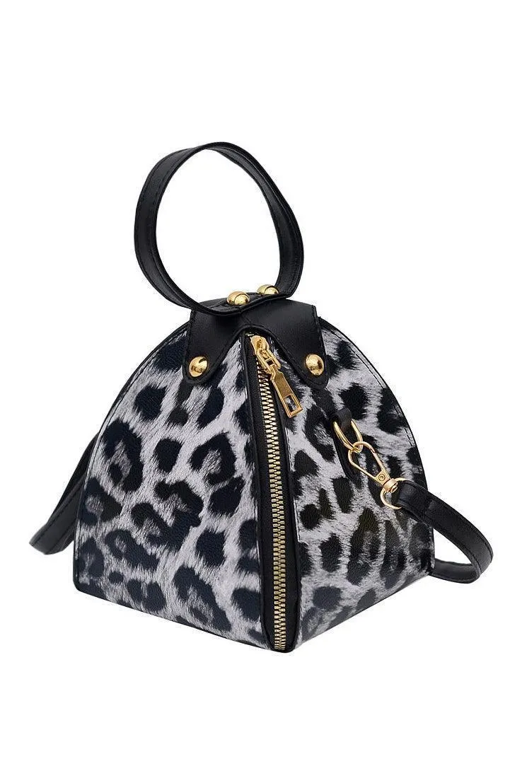 Leopard print triangle handbag