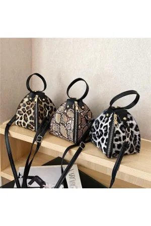 Leopard print triangle handbag
