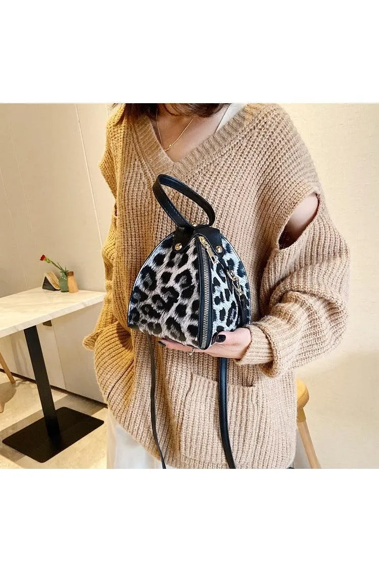 Leopard print triangle handbag