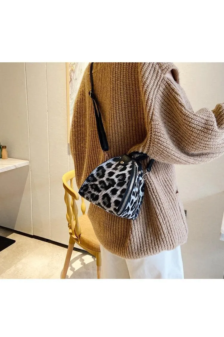 Leopard print triangle handbag