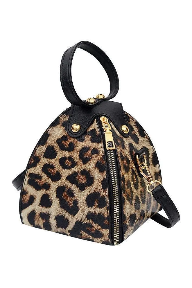 Leopard print triangle handbag
