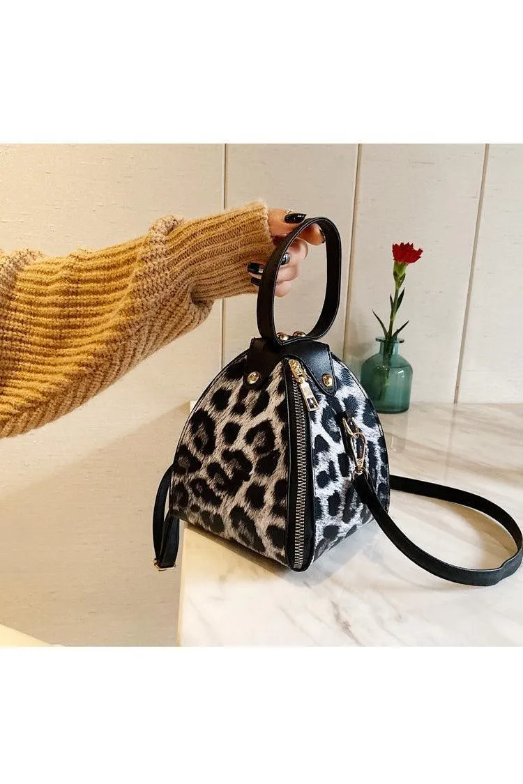 Leopard print triangle handbag