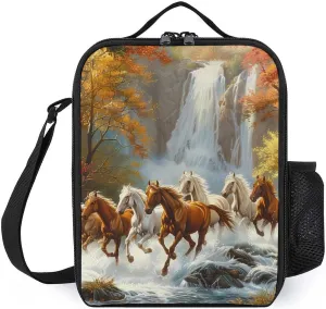 Life Mountain Stream Running Horse Wild Insulated Lunch Bag Leakproof Lunch Tote Reusable Cooler Lunch Container for Work Picnic Travel