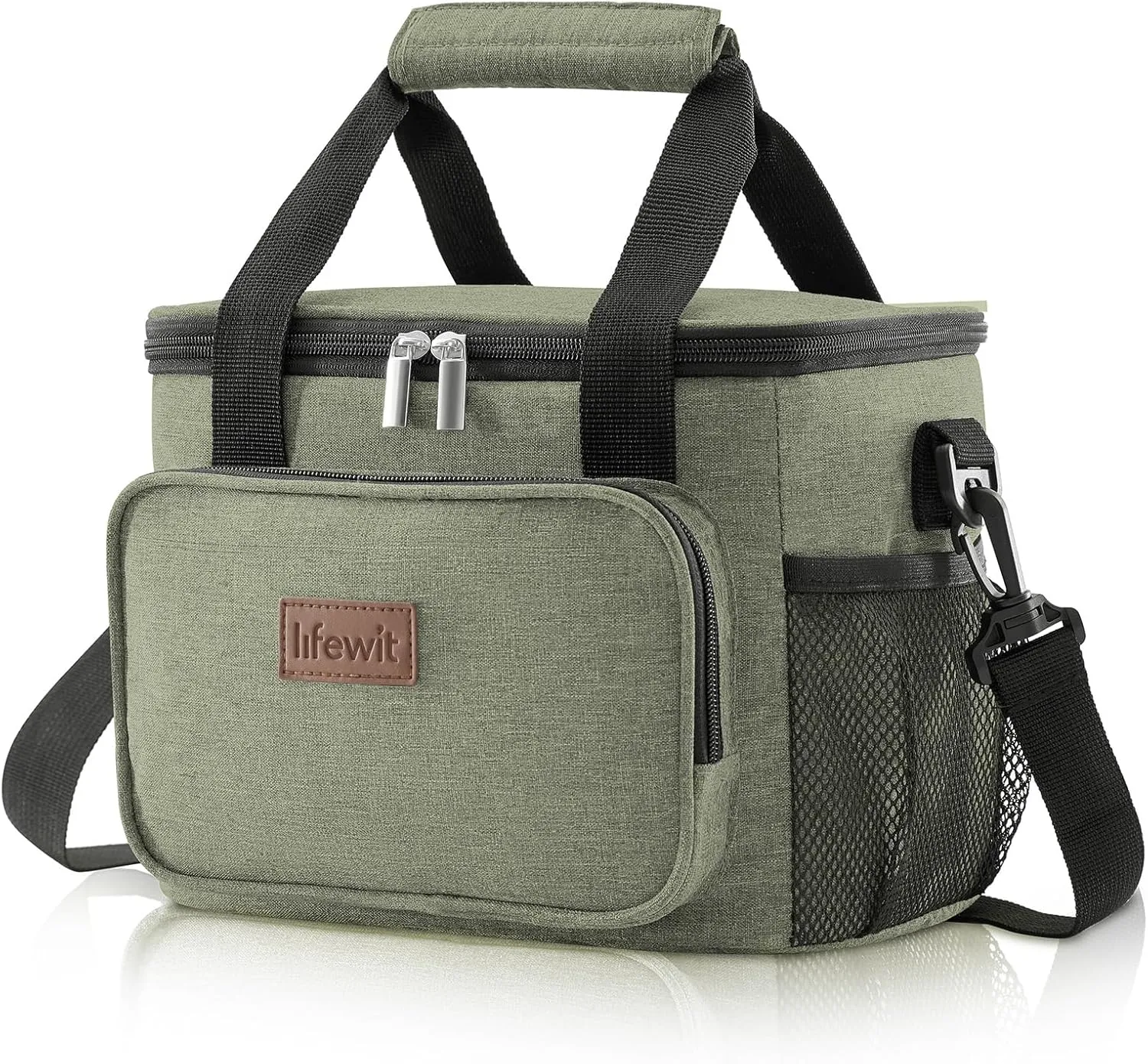 Lifewit Large Lunch Bag Insulated Lunch Box Soft Cooler Cooling Tote for Adult Men Women, Dark Green 12-Can (8.5L)